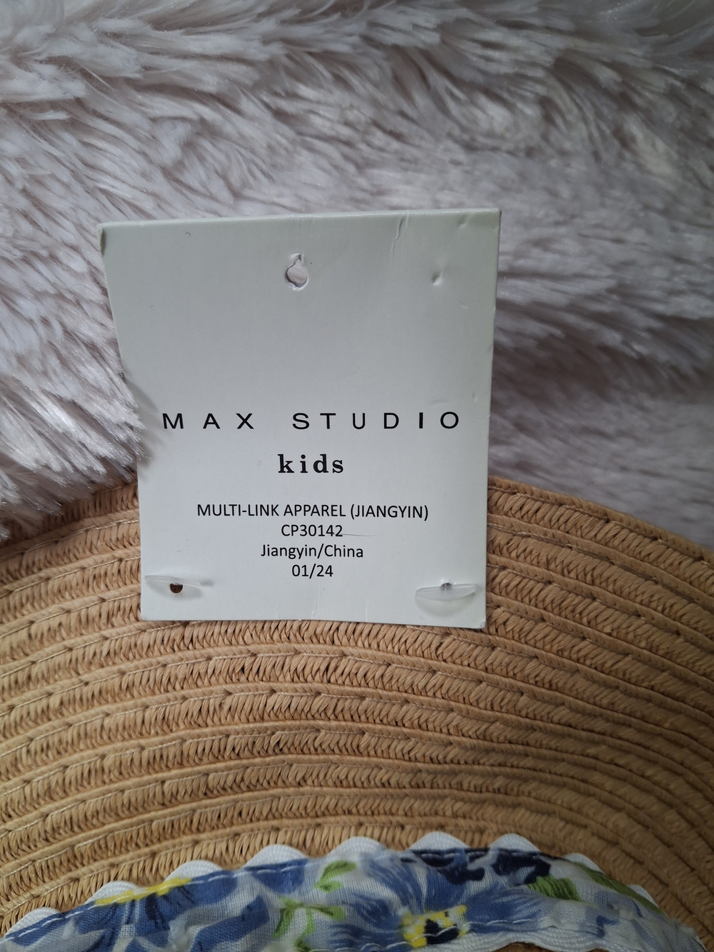 NWT Girls Woven Sun Hat with Floral Band -  Max Studio-  20 Inch Circumference - Picture 7 of 10